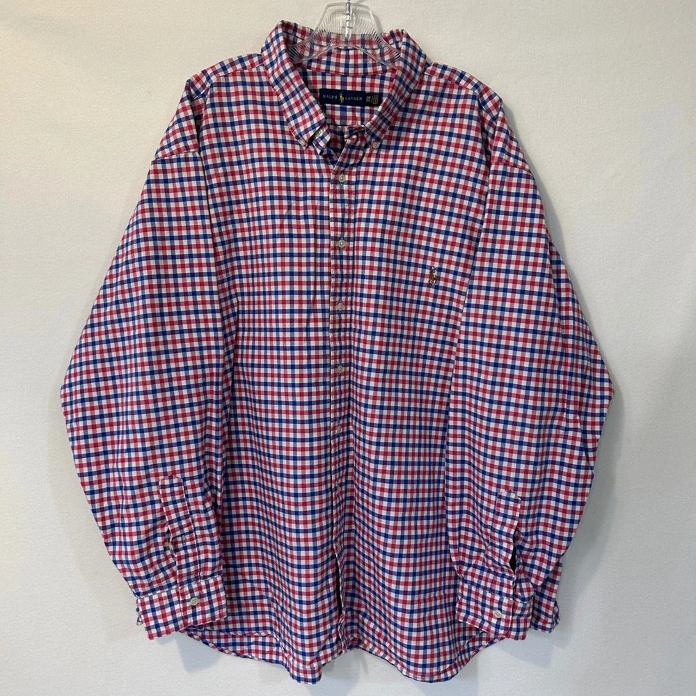 Ralph Lauren Mens 3XB GINGHAM CHECKED LONG SLEEVE BUTTON UP SHIRT Exc Cond - Picture 2 of 8